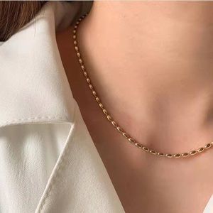Gold Thin Simple Beaded Chain Necklace